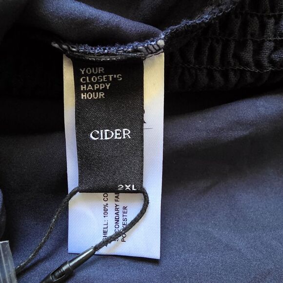 NWT Cider Plus 2X Navy Floral Embroidery Square Neck Curve Peasant Blouse Top - Picture 13 of 15